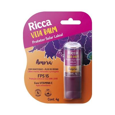 Protetor Solar Labial Ricca Fps15 Amora 4g