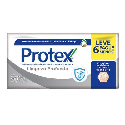 Kit Sabonete Em Barra Protex Limpeza Profunda 85g 6 Unidades
