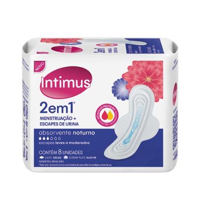 Absorvente Externo Intimus 2 Em 1 Noturno Com Abas - 8 Unidades
