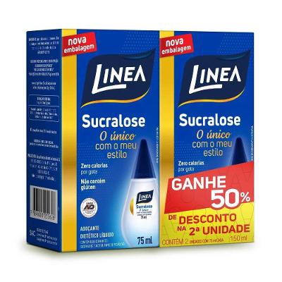 Pack Adoçante Linea Sucralose Líquido 75ml Cada 50% Desconto Na Segunda Unidade