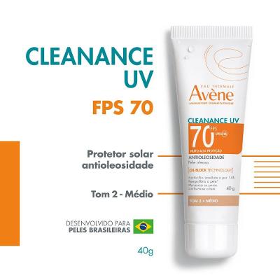 Protetor Solar Facial Avène Cleanance Uv Antioleosidade Fps70 40g Tom 2 Medio