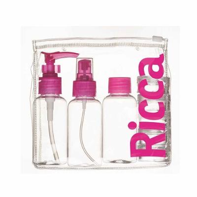 Kit Para Viagem Ricca Com 3 Frascos De 80ml E 5 Potes