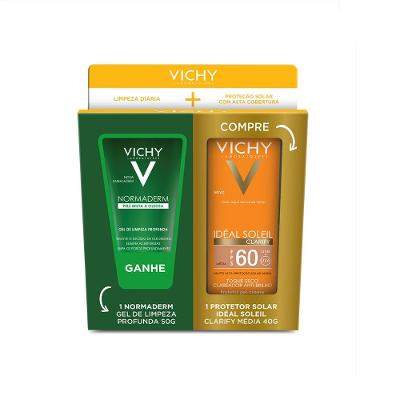 Kit Vichy Protetor Solar Ideal Soleil Clarify Cor Média Fps60 + Gel De Limpeza Normaderm 50g
