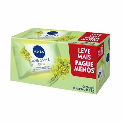 Kit Sabonete Em Barra Nivea Hidratante Erva Doce Promo 6 Unidades 85g Cada
