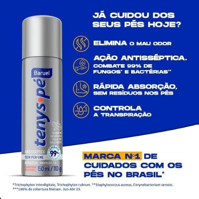 Tenys Pé Desodorante Para Os Pés Aerosol Sem Perfume 110g