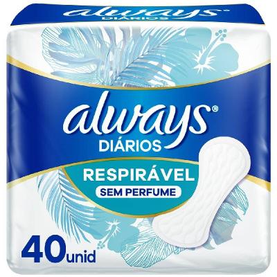 Protetor Diário Always Respirável Com 40 Unidades