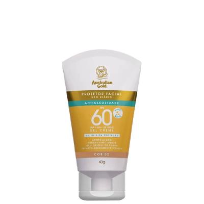 Protetor Solar Facial Australian Gold Gel Creme Cor 02 Fps 60 40g