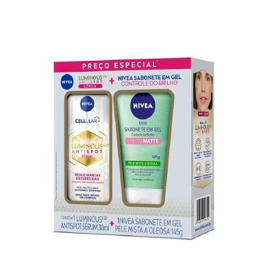Kit Nivea Luminous Sérum 30ml + Sabonete Em Gel Pele Mista A Oleosa 145g
