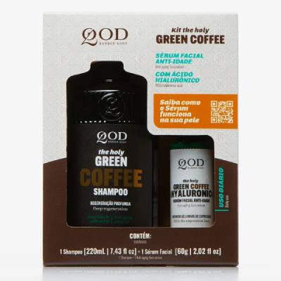 Kit Qod Café Verde Shampoo 220ml + Serum Facial C/ Ácido Hialurônico 60g