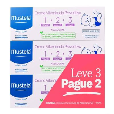Creme Vitaminado Preventivo Para Assaduras Mustela 123 110g 3 Unidades