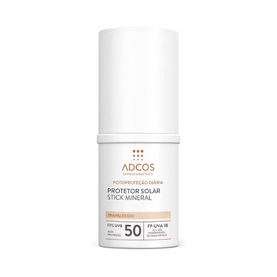 Protetor Solar Facial Adcos Stick Mineral Translúcido Fps50 17g