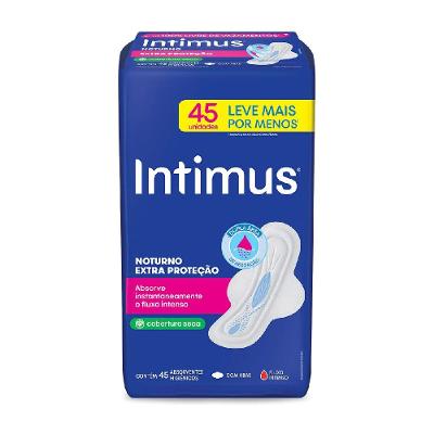 Absorvente Intimus Noturno Extra Proteção Seca Com Abas 45 Unidades