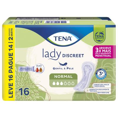 Absorvente Para Incontinência Urinária Tena Lady Discreet Normal 16 Unidades