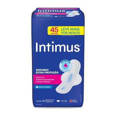 Absorvente Intimus Noturno Extra Proteção Suave Com Abas 45 Unidades