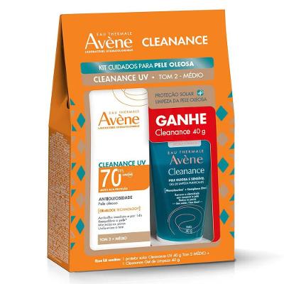 Kit Avène Cleanance Protetor Solar Antioleosidade Fps70 Tom Médio 40g + Gel De Limpeza 40g