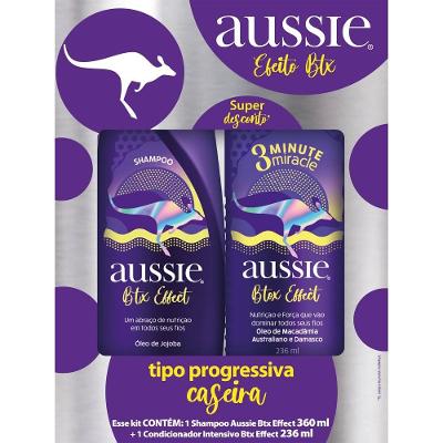 Kit Aussie Botox Effect Shampoo 360ml + Creme De Tratamento 3 Minutos Milagrosos 236ml