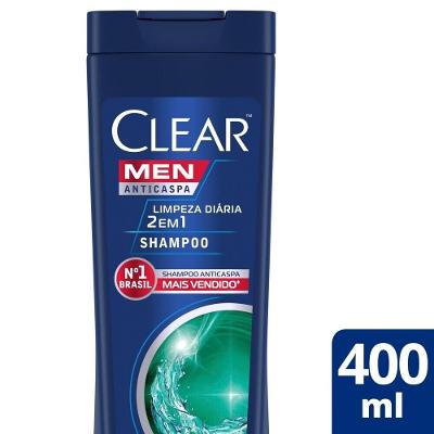 Shampoo Anticaspa Clear Men Limpeza Diária 2 Em 1 400ml