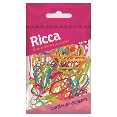 Elástico Para Cabelo Ricca Coloridos Com 100 Unidades