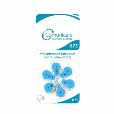 Pilha Para Aparelho Auditivo Comunicare +675 Com 6 Unidades