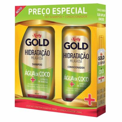 Kit Niely Gold Hidratação Milagrosa Shampoo 300ml + Condicionador 200ml