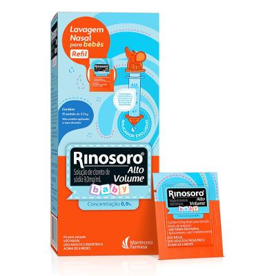 Rinosoro Alto Volume Baby 0,9% Lavagem Nasal 15 Envelopes - Refil