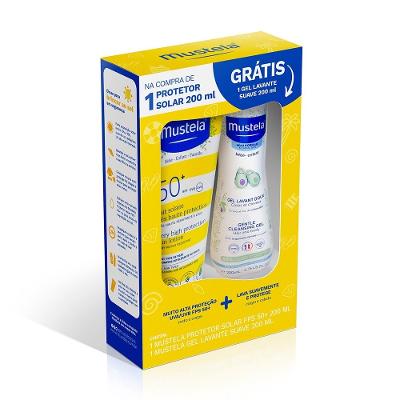 Kit Mustela Protetor Solar Fps50 200ml Grátis Gel Lavante 200ml