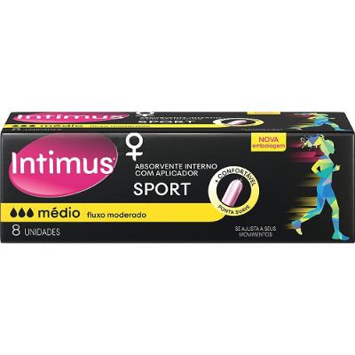 Absorvente Interno Intimus Sport Médio Com Aplicador 8 Unidades