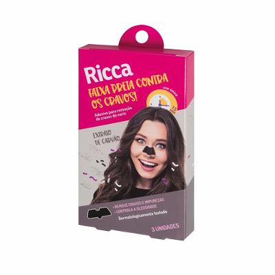 Adesivo Preto Ricca Para Remoção De Cravos 3 Unidades