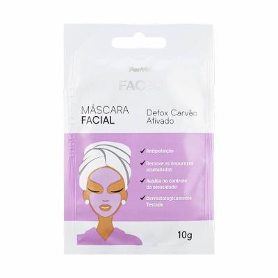 Máscara Facial De Argila Detox Carvão Ativado Panvel Faces 10g