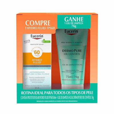 Kit Eucerin Protetor Solar Facial Hydro Fluid Fps60 52g + Gel De Limpeza Dermopure 75ml