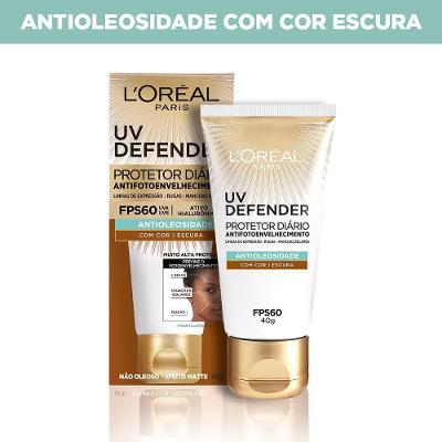 Protetor Solar Facial L’oréal Uv Defender Antioleosidade Cor Escura Fps 60 40g