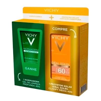 Kit Protetor Solar Vichy Ideal Soleil Clarify Média Fps60 40g Ganhe Gel De Limpeza Normaderm 40g