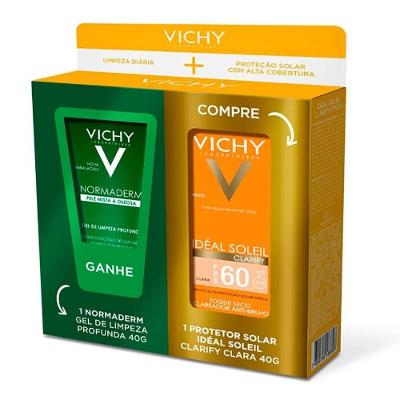 Kit Protetor Solar Vichy Ideal Soleil Clarify Clara Fps60 40g Ganhe Gel De Limpeza Normaderm 40g