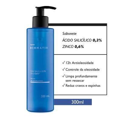Sabonete Líquido Facial Ácido Salicílico 0,3% + Zinco 0,6% Panvel Dermativ 300ml