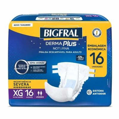 Fralda Adulto Bigfral Derma Plus Noturna Xg 16 Unidades