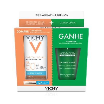Kit Vichy Protetor Solar Facial Capital Soleil Hydra Matte Cor 4.0 Fps50 30g + Gel Normaderm 40g