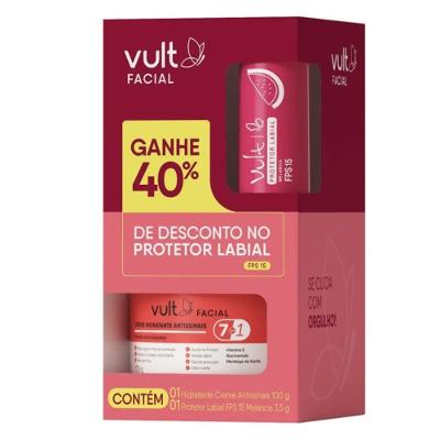 Kit Vult Facial Hidratante Antissinais 100g + Protetor Labial Melancia Fps15 3,5g