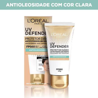 Protetor Solar Facial L’oréal Uv Defender Antioleosidade Cor Clara Fps 60 40g