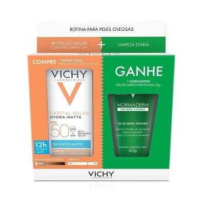 Kit Vichy Protetor Solar Facial Capital Soleil Hydra Matte Cor 2.0 Fps50 30g + Gel Normaderm 40g