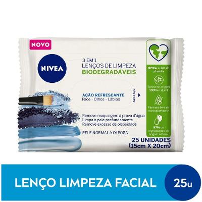 Lenços De Limpeza Demaquilantes Nivea 3 Em 1 Ação Refrescante 25 Unidades