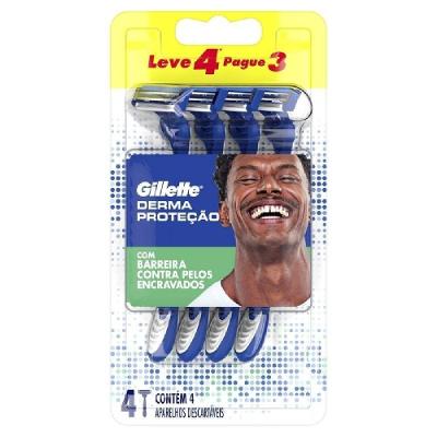 Aparelho Barbear Descartável Gillette Prestobarba 3 Derma Protecão Leve 4 Pague 3 Unidades