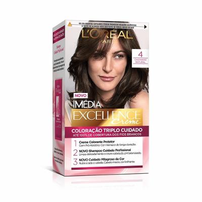 Tintura Permanente Imédia Excellence De L’oréal Paris 4 Castanho Natural