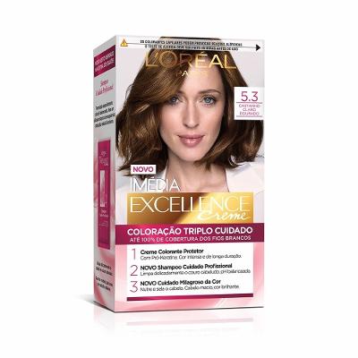 Tintura Permanente Imédia Excellence De L’oréal Paris 5.3 Castanho Claro Dourado