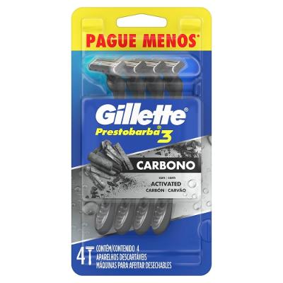 Aparelho Barbear Gillette Prestobarba 3 Carbono 4 Unidades