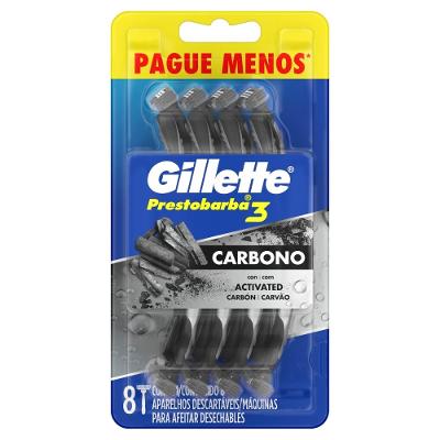 Aparelho Barbear Gillette Prestobarba 3 Carbono 8 Unidades