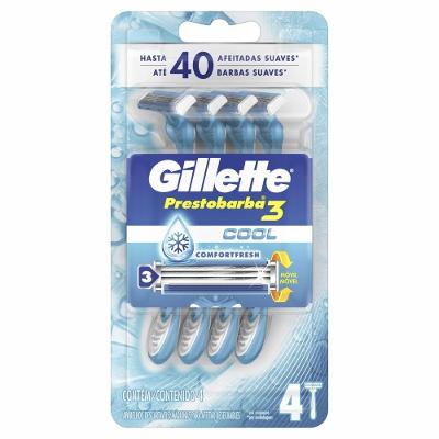 Aparelho Barbear Descartável Gillette Prestobarba 3 Cool Com 4 Unidades