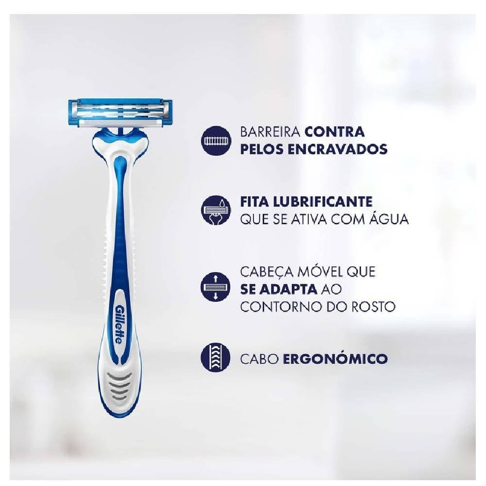Aparelho Barbear Descartável Gillette Prestobarba 3 Derma Protecão Com Duas Unidades - 3