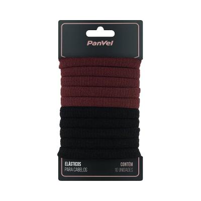 Elástico Para Cabelos Panvel Acessórios 15mm Com 2 Cores Preto / Marrom 10 Unidades