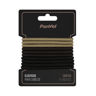 Elástico Para Cabelos Panvel Acessórios 4mm Com 3 Cores Preto/ Marrom / Bege 10 Unidades
