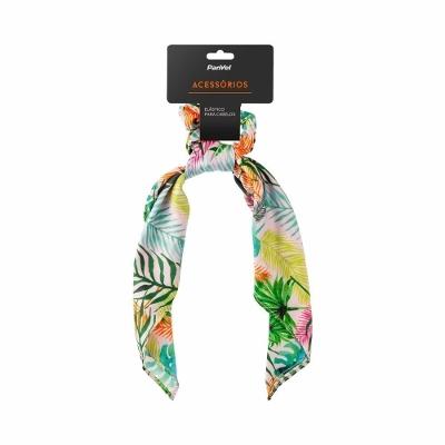 Elástico Para Cabelos Scrunchie Com Lenço Panvel Acessorios Estampa Neon Tropical